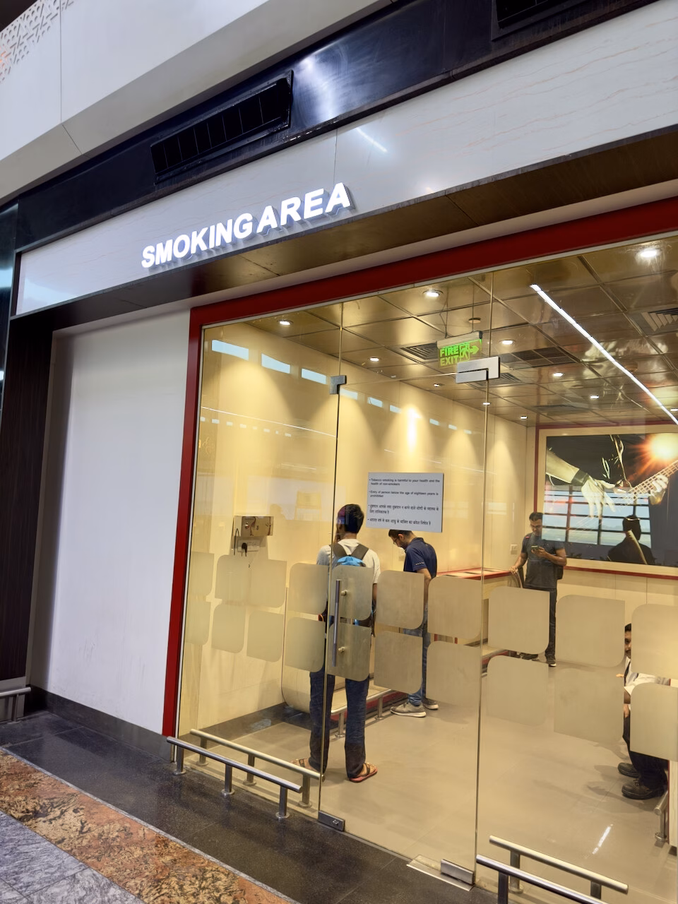 Smoking Zone at Delhi Airport T3 - Food Court on first floor
